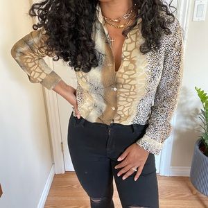 Vintage | Sydney B | Mixed Print Leopard | Button Up Top